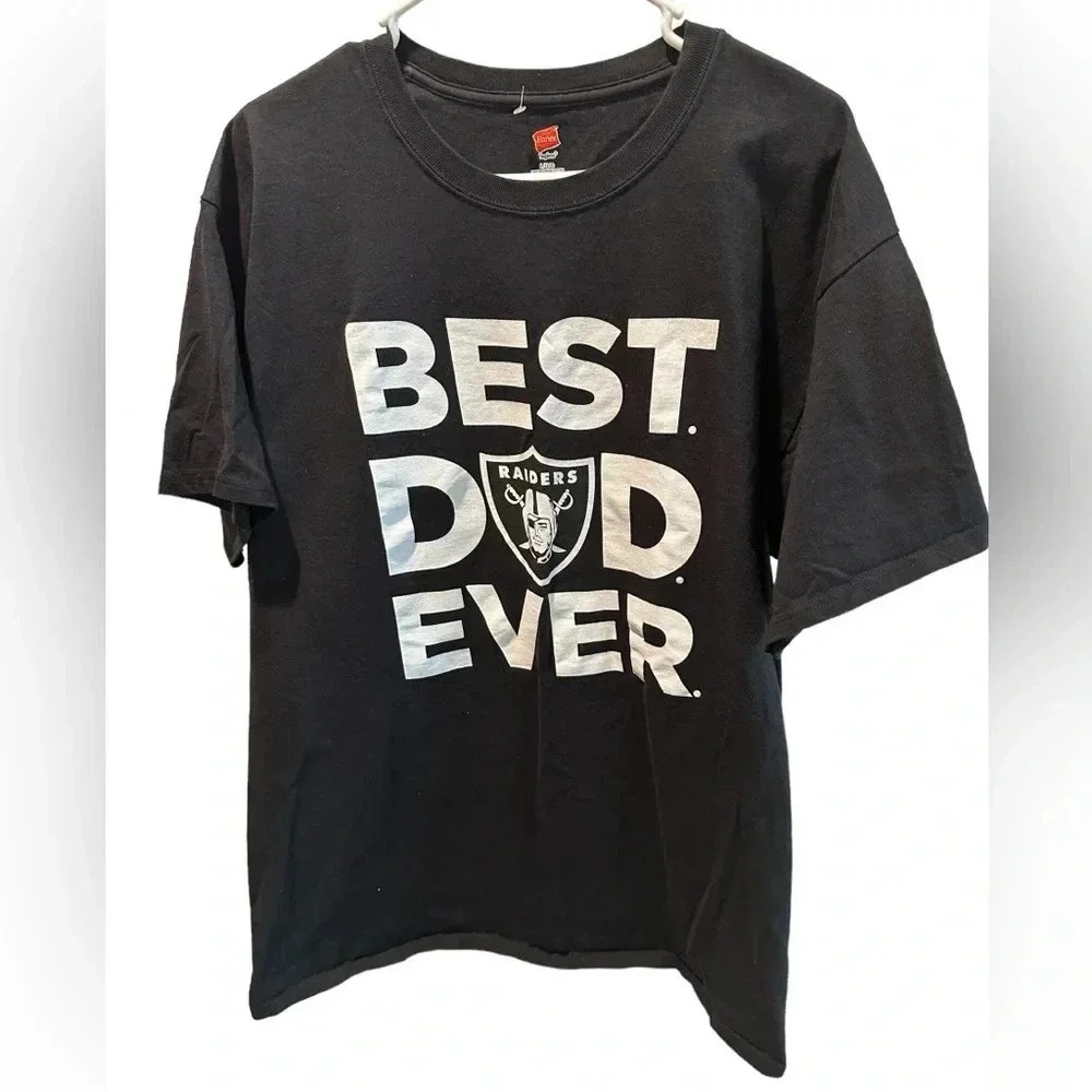 Hanes Tagless Men’s NFL Raiders Best Dad Ever Shirt